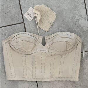 Free people leather Cream Strapless Bustier